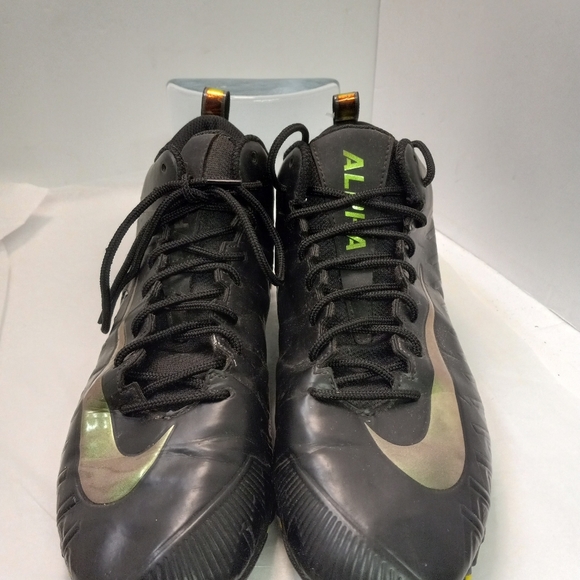 ! 💜 NIKE ALPHA Cleat Sneakers Leather Black & Iridescent Size 8.5 - Picture 3 of 7